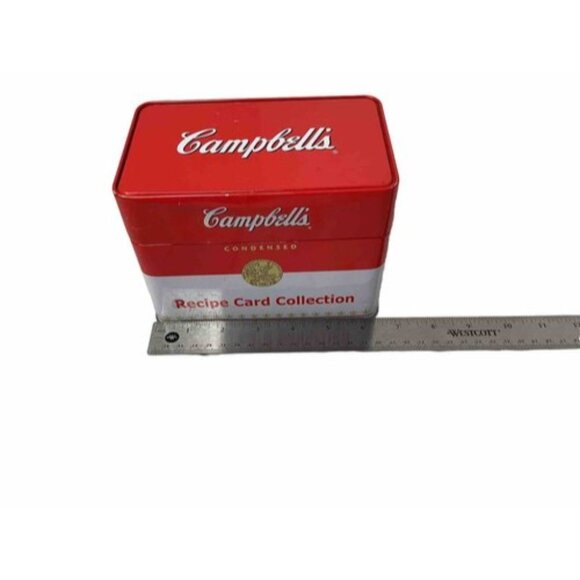 Campbell’s Soup Metal Recipe Box with 76 Recipe Cards and Dividers Sealed - Picture 4 of 5